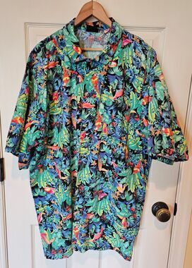 Vintage Toucan Dance Hawaiian Shirt Men's Size XL Toucan Birds Jungle